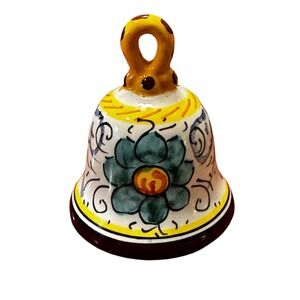 Pottery Bell Ceramic Hand Painted‎ In Italy Signed Meran 3.5"x2.5"